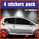 4 stickers decals pack RENAULT SPORT RS logo and flagred flag sticker decal for Twingo Clio Megane Captur