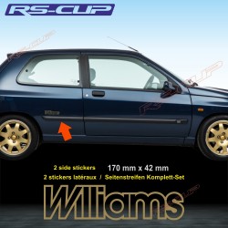 2 WILLIAMS sticker decal 17cm outline for Renault Clio