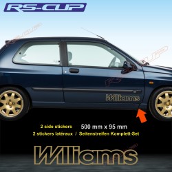 2 sticker WILLIAMS 50 cm outline pour RENAULT Clio