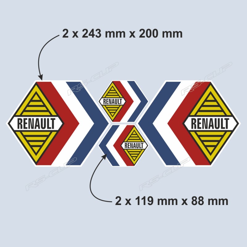 Lot de 4 stickers vintage RENAULT pour ALPINE RENAULT et Renault 8