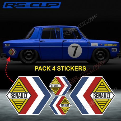Lot de 4 stickers vintage RENAULT pour ALPINE RENAULT et Renault 8 Gordini
